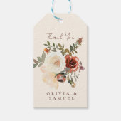 Elegant Romantic Fall Floral Red Wedding Geschenkanhänger (Vorderseite)