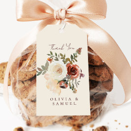 Elegant Romantic Fall Floral Red Wedding Geschenkanhänger