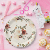 Elegant Romantic Fall Floral Red Wedding Pappteller (Party)