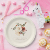 Elegant Romantic Fall Floral Red Wedding Pappteller (Party)