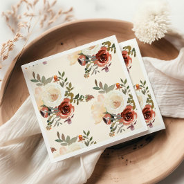 Elegant Romantic Fall Floral Red Wedding Serviette