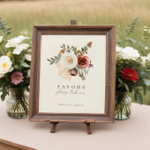 Elegant Romantic Fall Floral Wedding Favors Sign Fotodruck