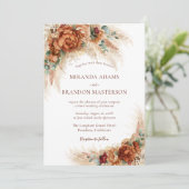 Elegant Romantic Floral Boho Wedding Einladung (Stehend Vorderseite)