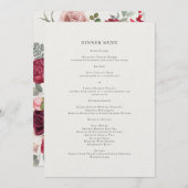 Elegant Romantic Floral Dinner Menu Menükarte (Vorne/Hinten)