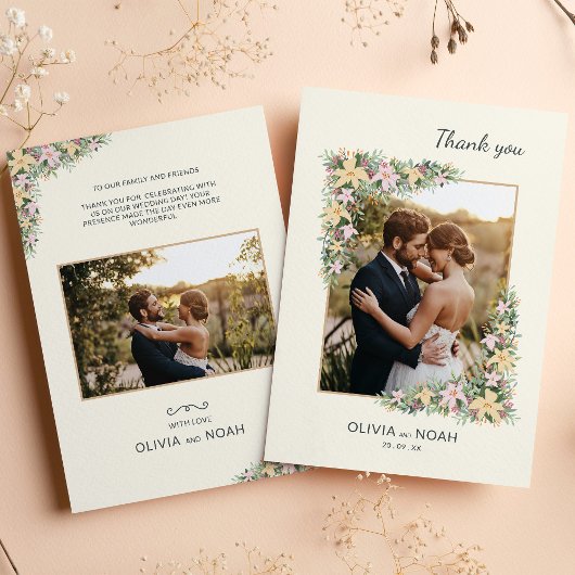 Elegant Romantic Floral Thank You Photo Save The Date