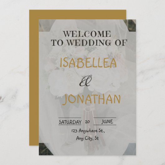 Elegant Romantic Floral Wedding Invitation Einladung (Vorne/Hinten)