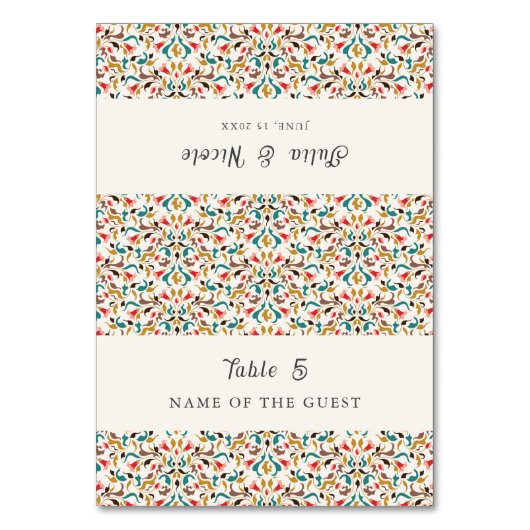 Elegant Romantic Floral Wreath Wedding Place Card Tischnummer (Vorderseite)