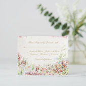 elegant romantic florals river chateau wedding RSVP karte (Stehend Vorderseite)