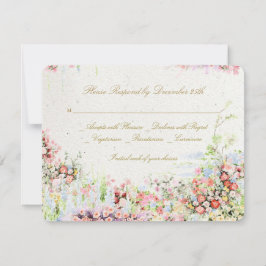 elegant romantic florals river chateau wedding RSVP karte