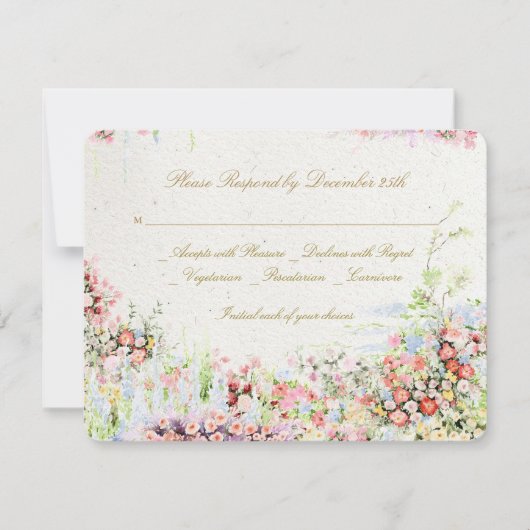 elegant romantic florals river chateau wedding RSVP karte (Vorderseite)