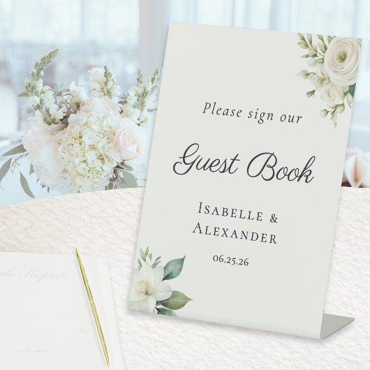 Elegant Romantic Guest Book Sockelschild