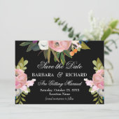 Elegant Romantic Handpainted Floral Wedding Save The Date (Stehend Vorderseite)