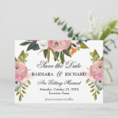 Elegant Romantic Handpainted Floral Wedding Save The Date (Stehend Vorderseite)