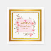 Elegant Romantic Modern Pink Floral Bridal Shower Serviette (Vorderseite)