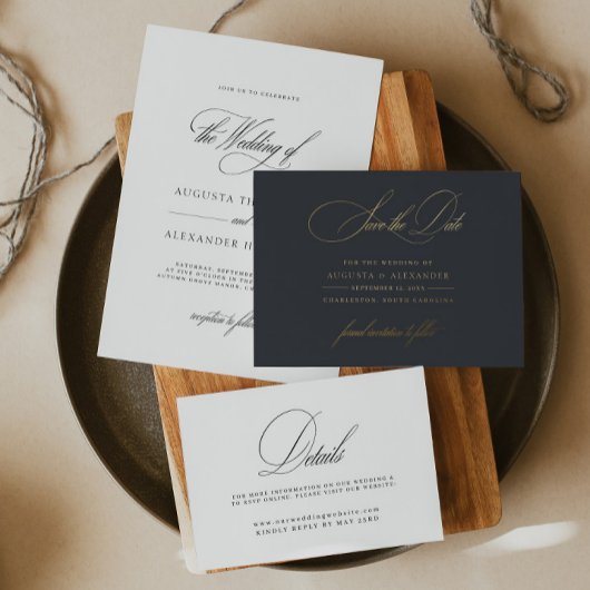 Elegant Romantic Monogram Classy Wedding Einladung