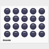 Elegant Romantic Navy Ribbon Wedding Runder Aufkleber (Blatt)