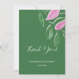 Elegant Romantic Pink Wildflowers Watercolor Art Dankeskarte