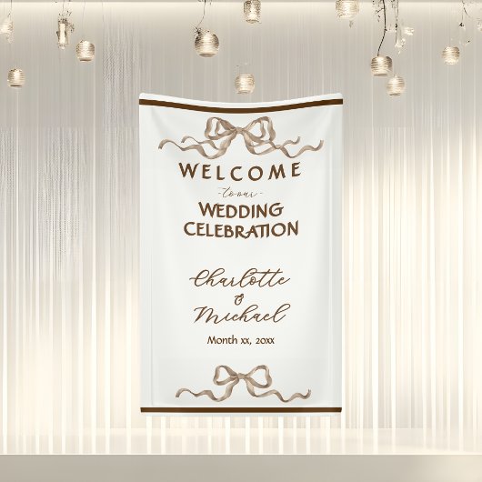 Elegant Romantic Ribbon Wedding Banner