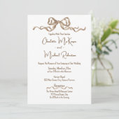 Elegant Romantic Ribbon Wedding Einladung (Stehend Vorderseite)
