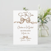 Elegant Romantic Ribbon Wedding Save The Date (Stehend Vorderseite)