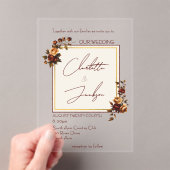 Elegant Romantic Rusty Rose Autumn Wedding Acryleinladungen (Insitu (Handheld))