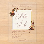 Elegant Romantic Rusty Rose Autumn Wedding Acryleinladungen (Vorderseite)