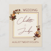 Elegant Romantic Rusty Rose Autumn Wedding Begleitkarte (Vorderseite)