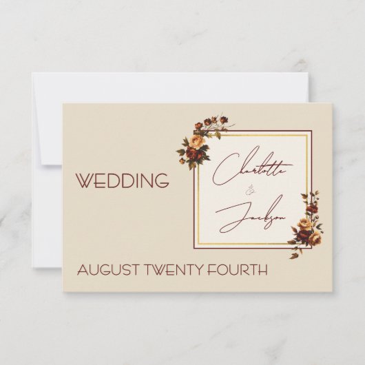 Elegant Romantic Rusty Rose Autumn Wedding RSVP Karte (Vorderseite)