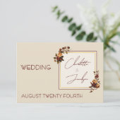 Elegant Romantic Rusty Rose Autumn Wedding RSVP Karte (Stehend Vorderseite)