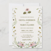 Elegant Romantic Spring Wildflower Wedding Einladung (Vorderseite)