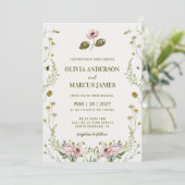 Elegant Romantic Spring Wildflower Wedding Einladung (Stehend Vorderseite)