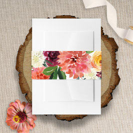 Elegant Romantic Watercolor Floral Dahlia Wedding Einladungsbanderole