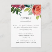 Elegant Romantic Watercolor Floral Wedding Details Begleitkarte (Vorderseite)
