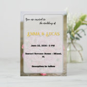 Elegant Romantic Wedding with Floral Ocean Einladung (Stehend Vorderseite)