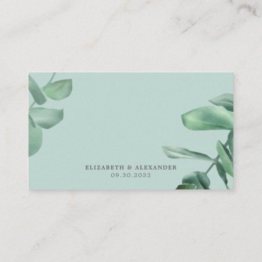 Elegant romantisch eukalyptus botanisch zeitgenöss begleitkarte (Rückseite)