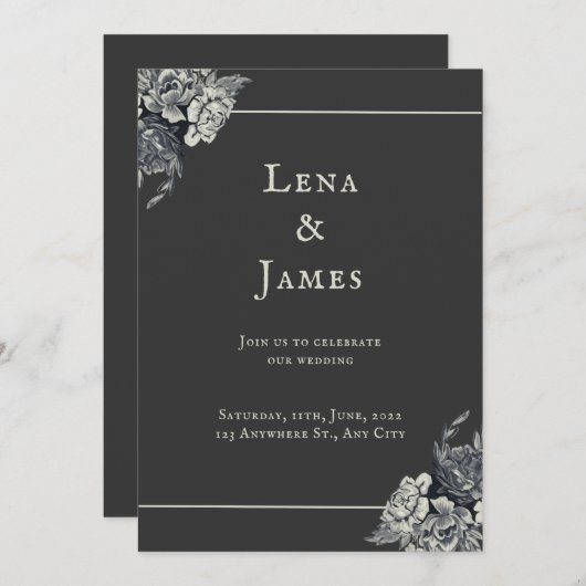 Elegant & romantisch Rosy Einladung (Vorne/Hinten)