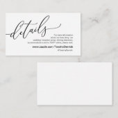 Elegant romantisch, schwarz, unsere Hochzeitsdetai Begleitkarte (Vorne/Hinten)