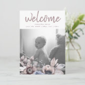 elegant | Romantische Blume | Watercolor Girl Baby Ankündigung (Stehend Vorderseite)