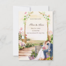 Elegant romantische Gartenpaar-Illustration Speich Einladung