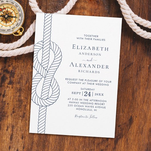 Elegant Rope Knot Nautical Wedding Einladung