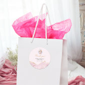 Elegant Rosa Angel Girl Taufe Christening Runder Aufkleber