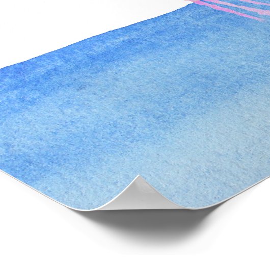 Elegant rosa Aquarellfarbe handgemalt Flamingo Poster (Ecke)