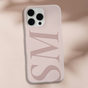 Elegant rosa Beige Bold Initial Monogram iPhone 16 Pro Max Hülle