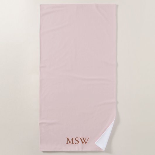 Elegant-Rosa-benutzerdefinierte Monogramm-Initiale Strandtuch (Vorderseite)