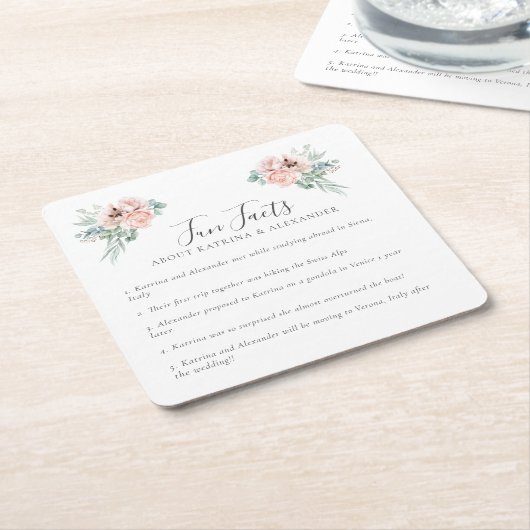 Elegant rosa Bläsergraue und weiße Fun Fakten Hoch Rechteckiger Pappuntersetzer (angewinkelt)