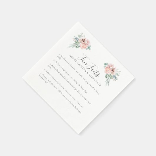 Elegant rosa Bläsergraue und weiße Fun Fakten Hoch Serviette (Ecke)