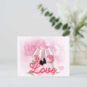 Elegant Rosa Bläserner Valentinstag Postkarte