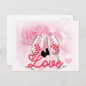 Elegant Rosa Bläserner Valentinstag Postkarte (Vorne/Hinten)