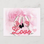 Elegant Rosa Bläserner Valentinstag Postkarte (Vorderseite)
