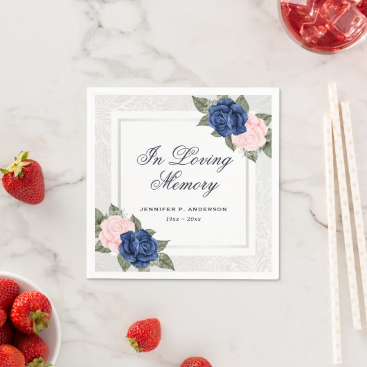 Elegant Rosa Blau Silber Gedenkstätte Beerdigung Serviette (Beispiel)